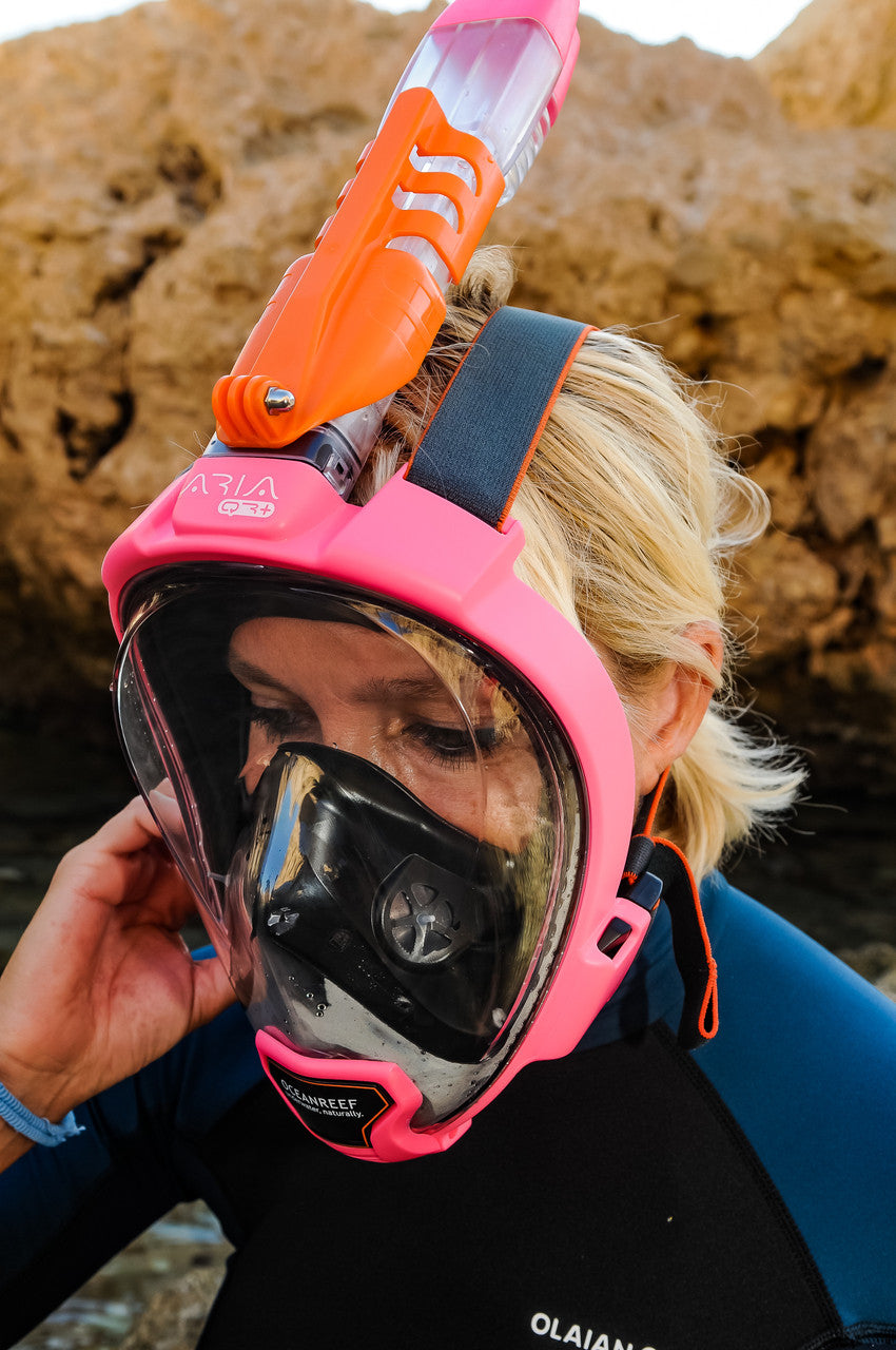 Ocean Reef Aria QR Full Face Snorkeling Mask Pink M/L