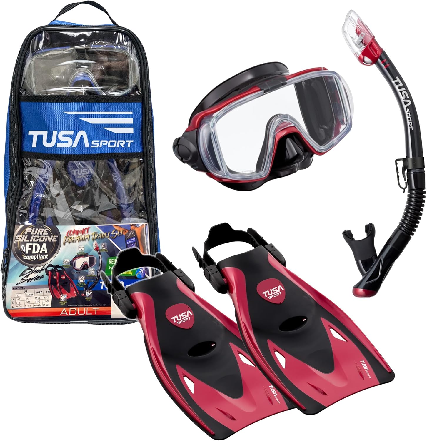 TUSA Sport Adult Visio Tri-ExTravel Set Red Large